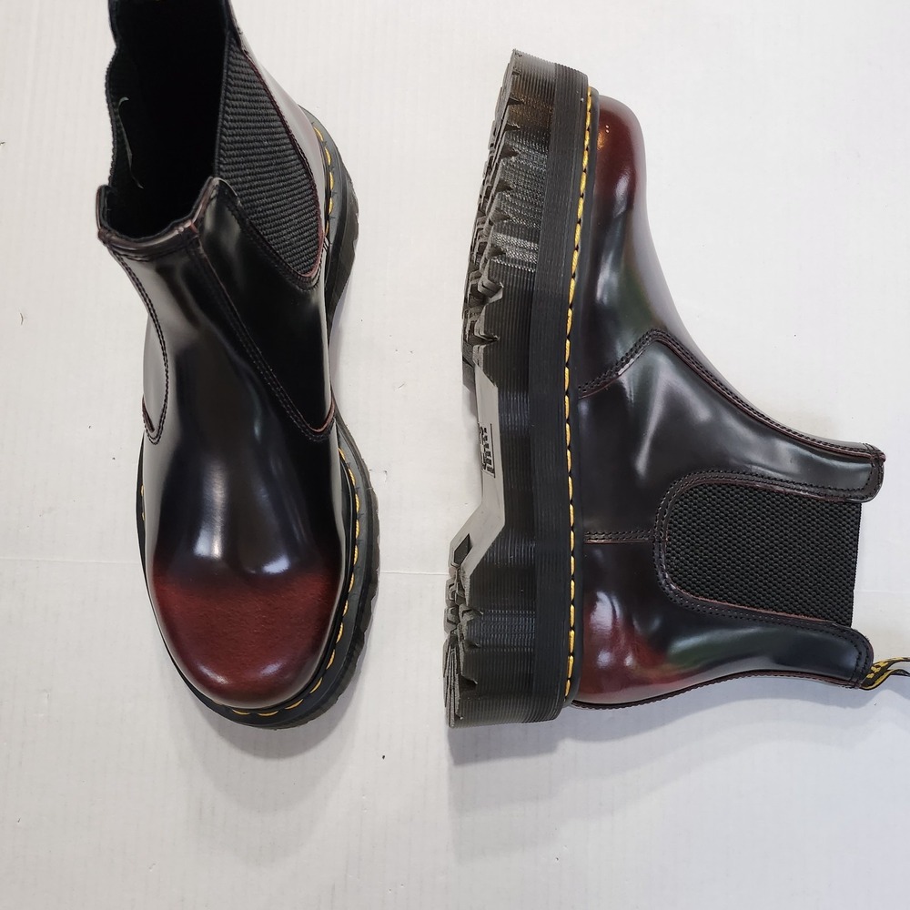 Mens Size 12 Dr. Martens Chelsea Boots 2976 Quad Arcadia Two-Tone Cherry Red - Picture 4 of 7